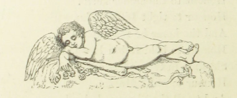 An illustration from The Poetical Works of John Keats. With a memoir by Richard Monckton Milnes. Illustrated by 120 designs, original and from the antique, drawn on wood by George Scharf, Jun, 1854, leaf 392