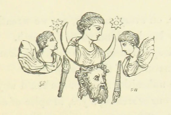 An illustration from The Poetical Works of John Keats. With a memoir by Richard Monckton Milnes. Illustrated by 120 designs, original and from the antique, drawn on wood by George Scharf, Jun, 1854, leaf 67