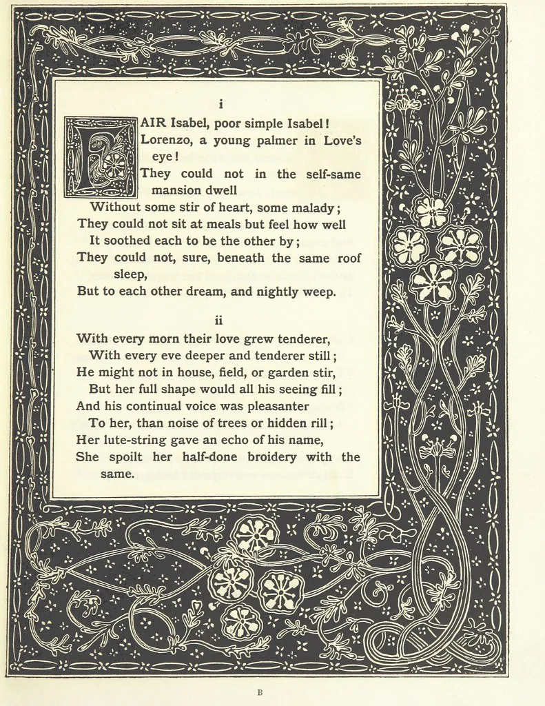 An illustration from Isabella, or The Pot of Basil ... Illustrated and decorated by W. B. Macdougall, 1898, leaf 13