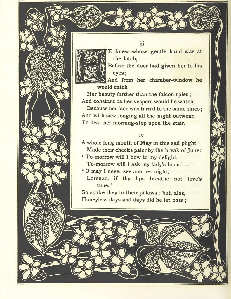 An illustration from Isabella, or The Pot of Basil ... Illustrated and decorated by W. B. Macdougall, 1898, leaf 14