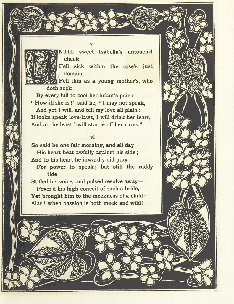 An illustration from Isabella, or The Pot of Basil ... Illustrated and decorated by W. B. Macdougall, 1898, leaf 15