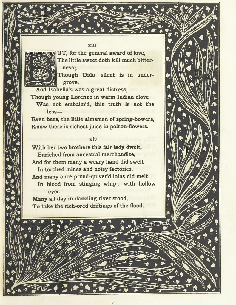 An illustration from Isabella, or The Pot of Basil ... Illustrated and decorated by W. B. Macdougall, 1898, leaf 21