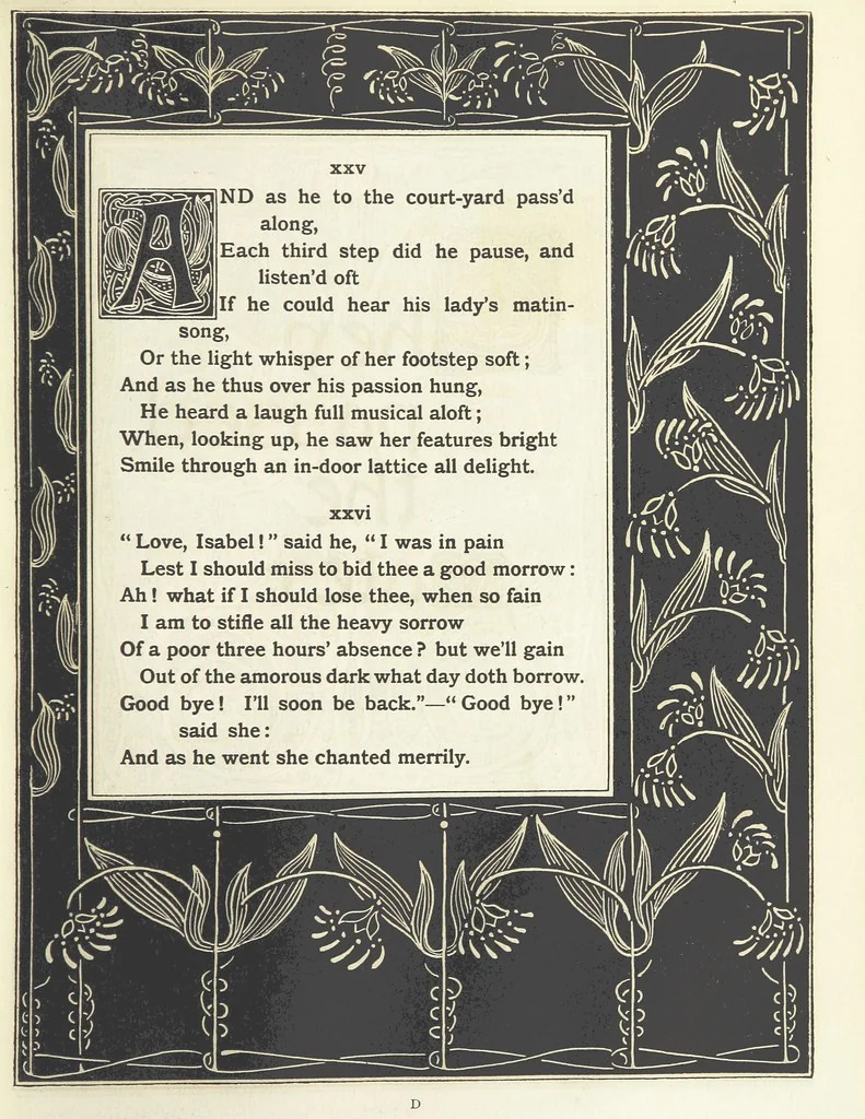 An illustration from Isabella, or The Pot of Basil ... Illustrated and decorated by W. B. Macdougall, 1898, leaf 29