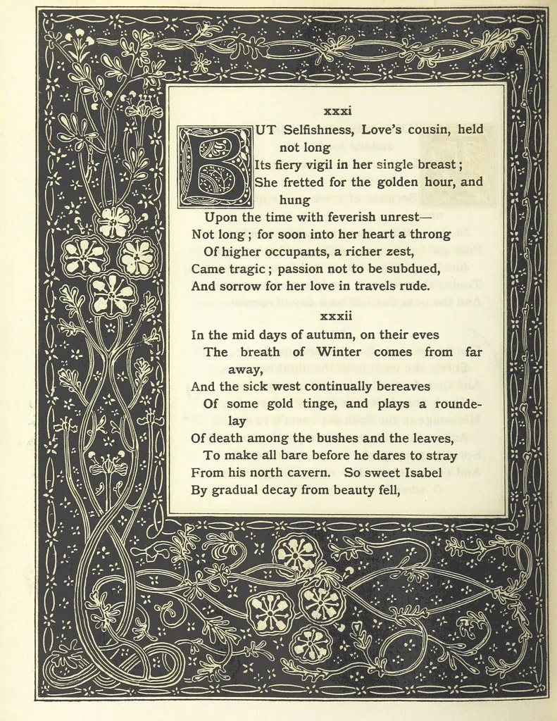 An illustration from Isabella, or The Pot of Basil ... Illustrated and decorated by W. B. Macdougall, 1898, leaf 34