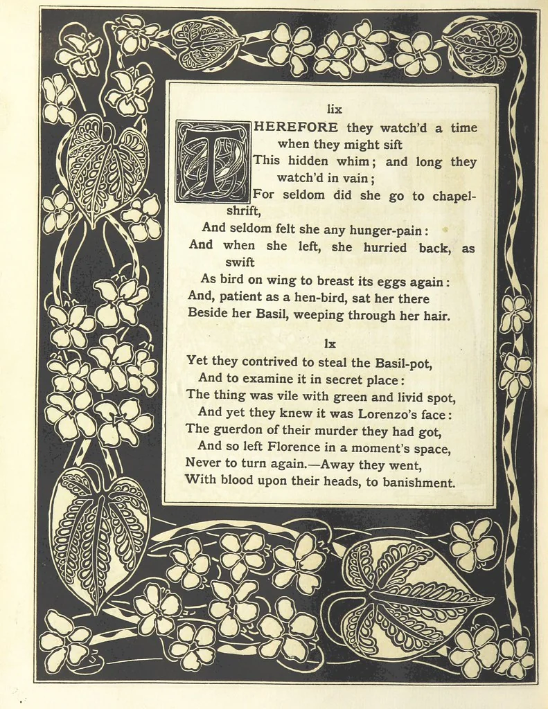 An illustration from Isabella, or The Pot of Basil ... Illustrated and decorated by W. B. Macdougall, 1898, leaf 56