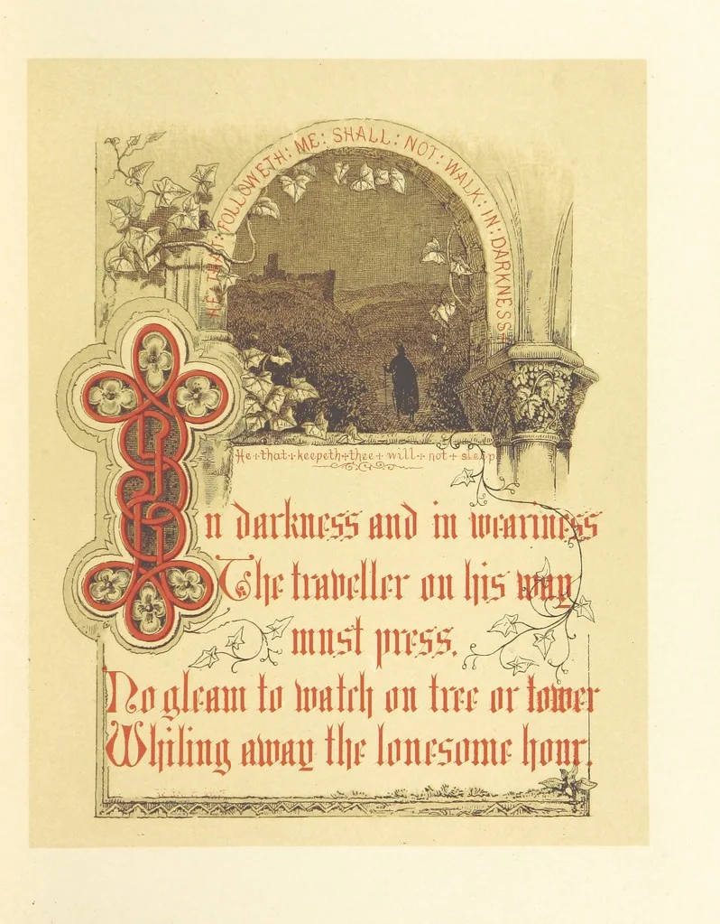 An illustration from Keble's Evening Hymn [from the “Christian Year”], illustrated by E. Waring, 1865, leaf 19