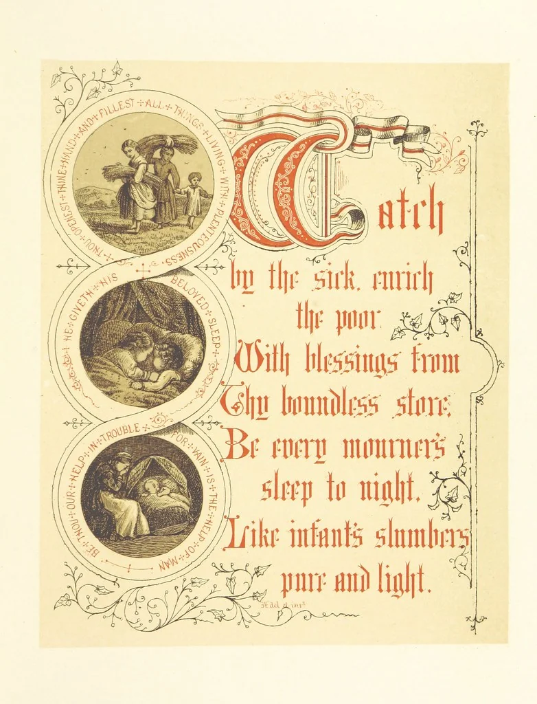 An illustration from Keble's Evening Hymn [from the “Christian Year”], illustrated by E. Waring, 1865, leaf 59