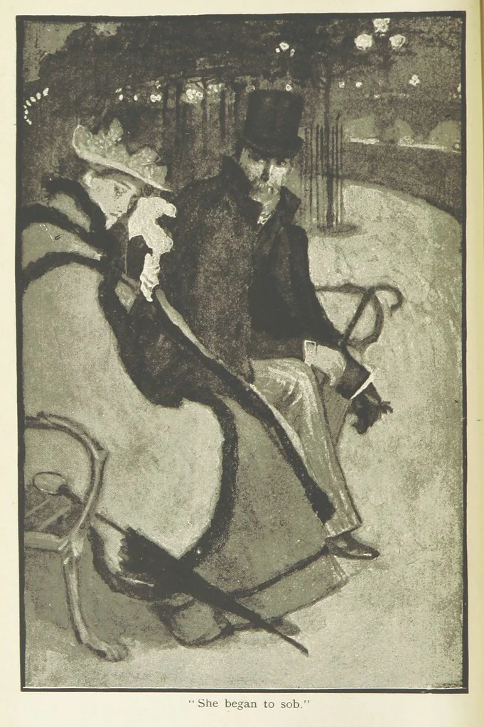 An illustration from White Poppies. A novel ... With illustrations by R. A. Bell, 1893, leaf 16