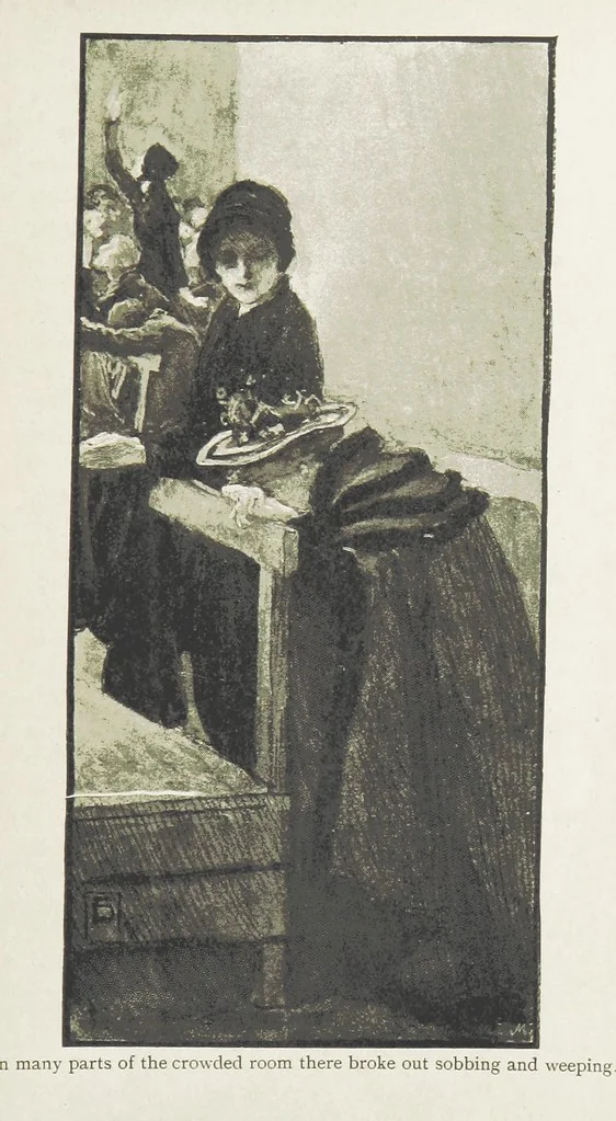 An illustration from White Poppies. A novel ... With illustrations by R. A. Bell, 1893, leaf 203