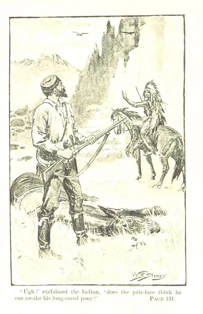 An illustration from The Young Ranchmen; or, Perils of Pioneering in the Wild West ... Illustrated by Walter S. Stacey, 1891, leaf 8