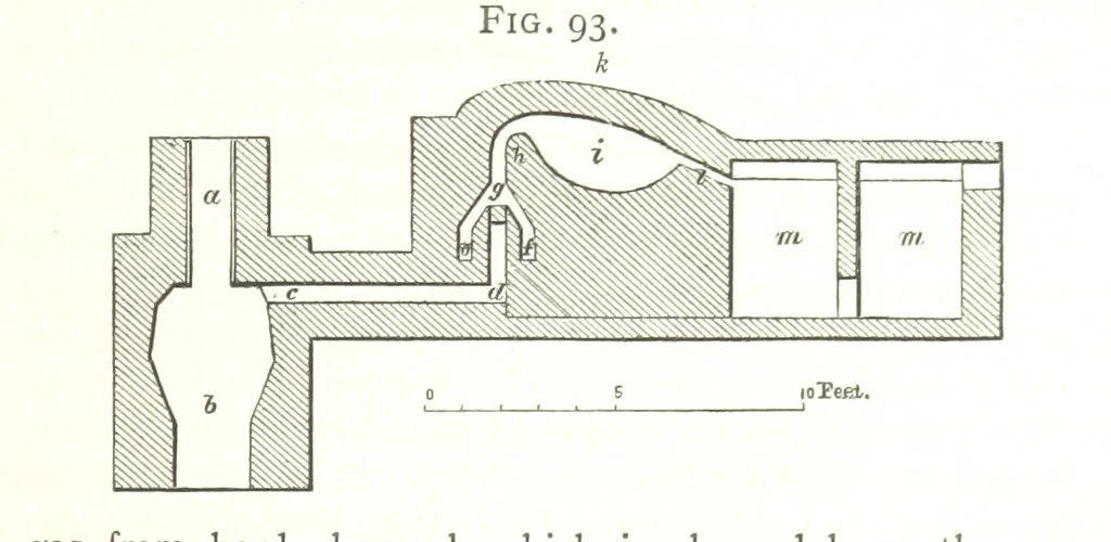 An illustration from A practical Treatise on Metallurgy, adapted from the last German edition of Professor K.'s Metallurgy, by W. Crookes and E. Röhrig ... Illustrated, etc, 1868, leaf 349