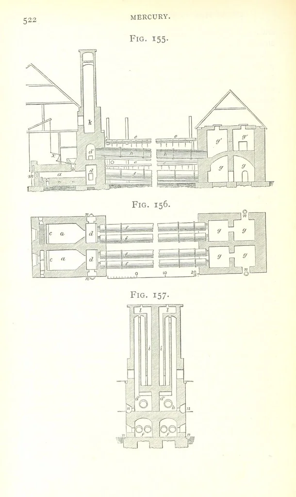 An illustration from A practical Treatise on Metallurgy, adapted from the last German edition of Professor K.'s Metallurgy, by W. Crookes and E. Röhrig ... Illustrated, etc, 1868, leaf 558