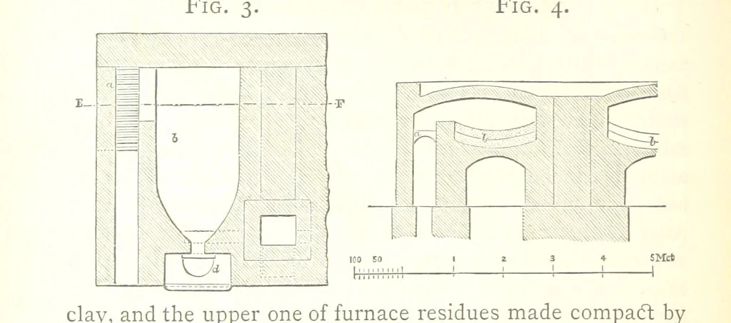 An illustration from A practical Treatise on Metallurgy, adapted from the last German edition of Professor K.'s Metallurgy, by W. Crookes and E. Röhrig ... Illustrated, etc, 1868, leaf 64