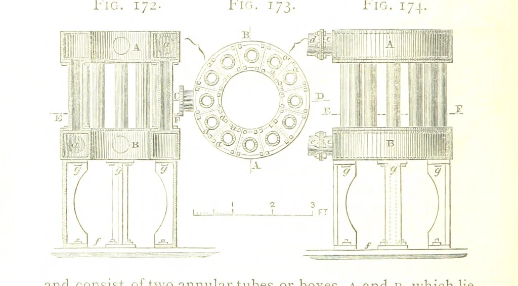 An illustration from A practical Treatise on Metallurgy, adapted from the last German edition of Professor K.'s Metallurgy, by W. Crookes and E. Röhrig ... Illustrated, etc, 1868, leaf 636