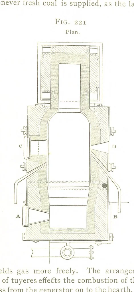 An illustration from A practical Treatise on Metallurgy, adapted from the last German edition of Professor K.'s Metallurgy, by W. Crookes and E. Röhrig ... Illustrated, etc, 1868, leaf 767
