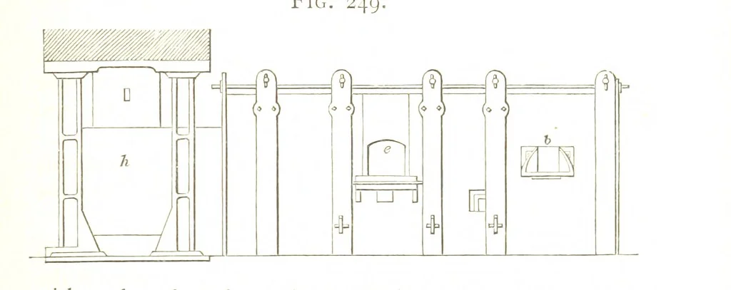 An illustration from A practical Treatise on Metallurgy, adapted from the last German edition of Professor K.'s Metallurgy, by W. Crookes and E. Röhrig ... Illustrated, etc, 1868, leaf 845