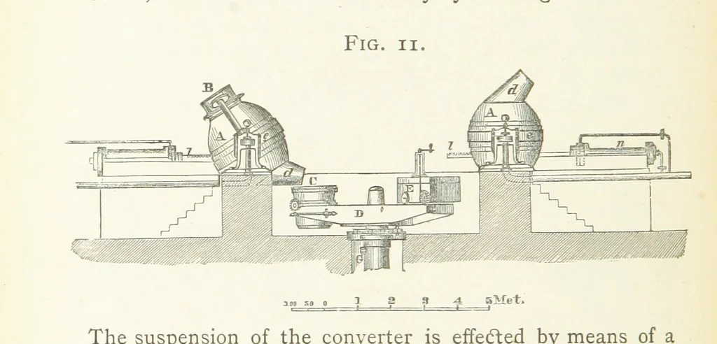 An illustration from A practical Treatise on Metallurgy, adapted from the last German edition of Professor K.'s Metallurgy, by W. Crookes and E. Röhrig ... Illustrated, etc, 1868, leaf 158