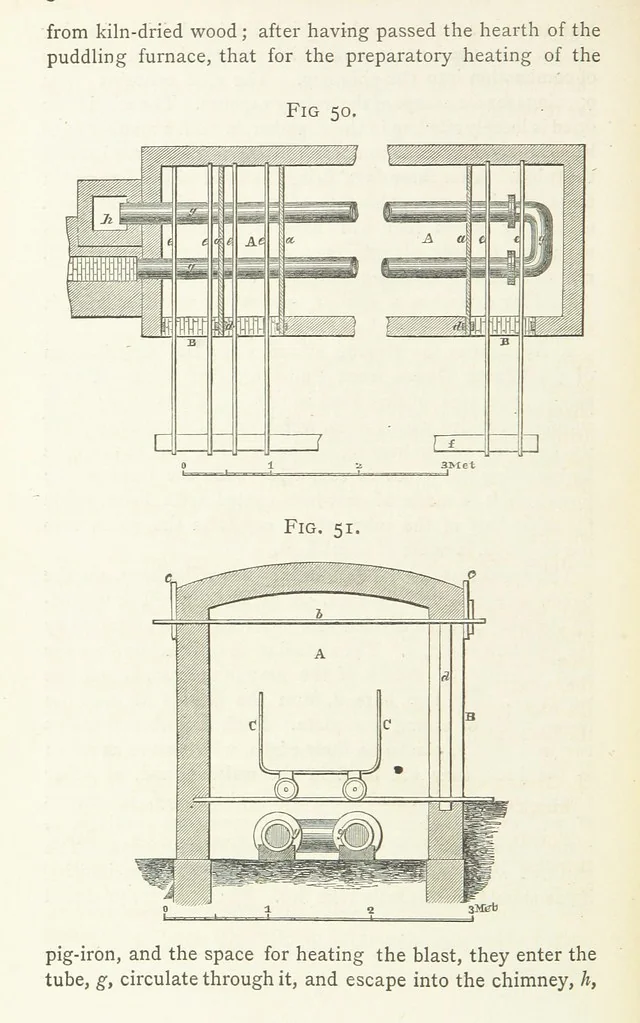 An illustration from A practical Treatise on Metallurgy, adapted from the last German edition of Professor K.'s Metallurgy, by W. Crookes and E. Röhrig ... Illustrated, etc, 1868, leaf 346