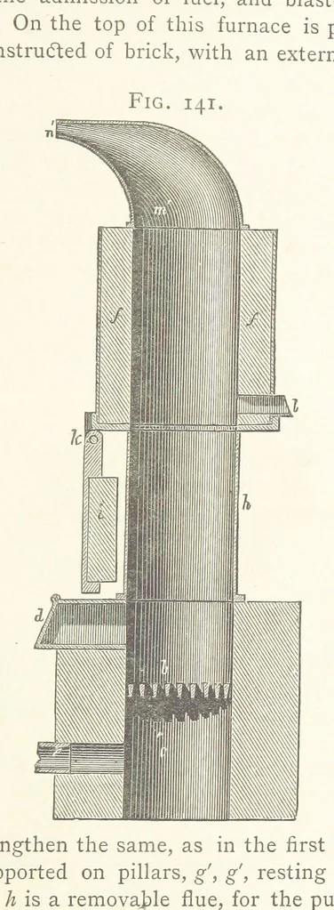 An illustration from A practical Treatise on Metallurgy, adapted from the last German edition of Professor K.'s Metallurgy, by W. Crookes and E. Röhrig ... Illustrated, etc, 1868, leaf 833