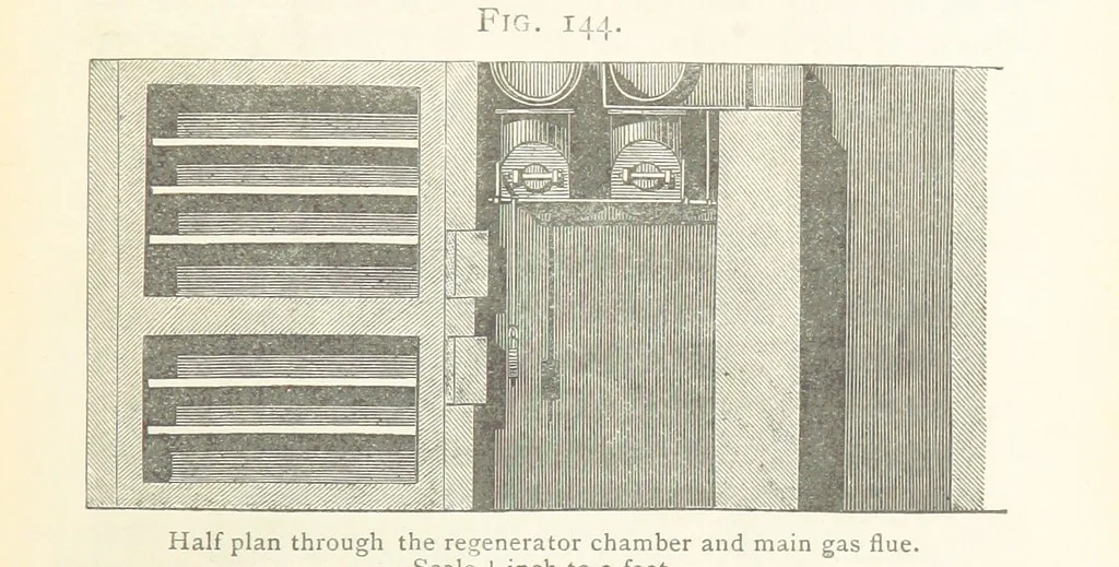 An illustration from A practical Treatise on Metallurgy, adapted from the last German edition of Professor K.'s Metallurgy, by W. Crookes and E. Röhrig ... Illustrated, etc, 1868, leaf 839
