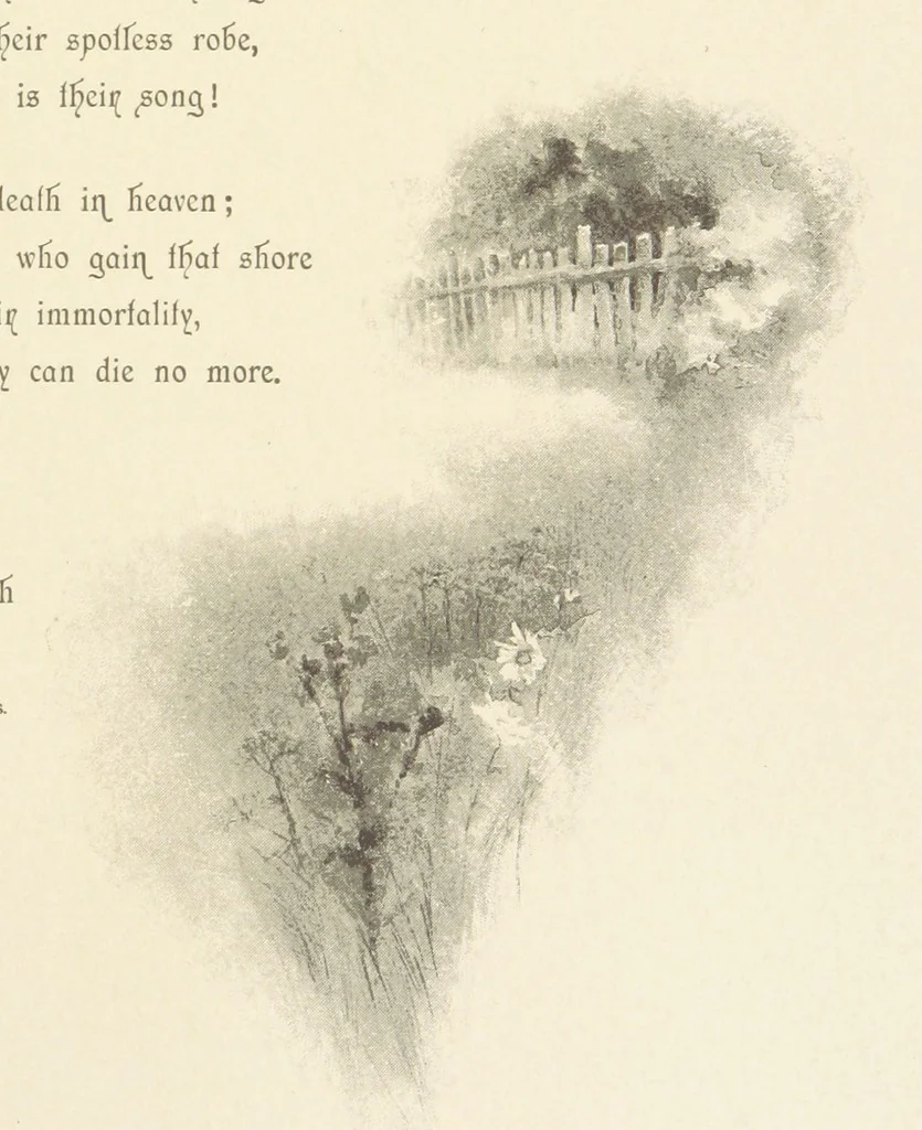 An illustration from The King's Highway, daily texts & hymns for a month. Illustrated by F. Hines, 1890, leaf 13
