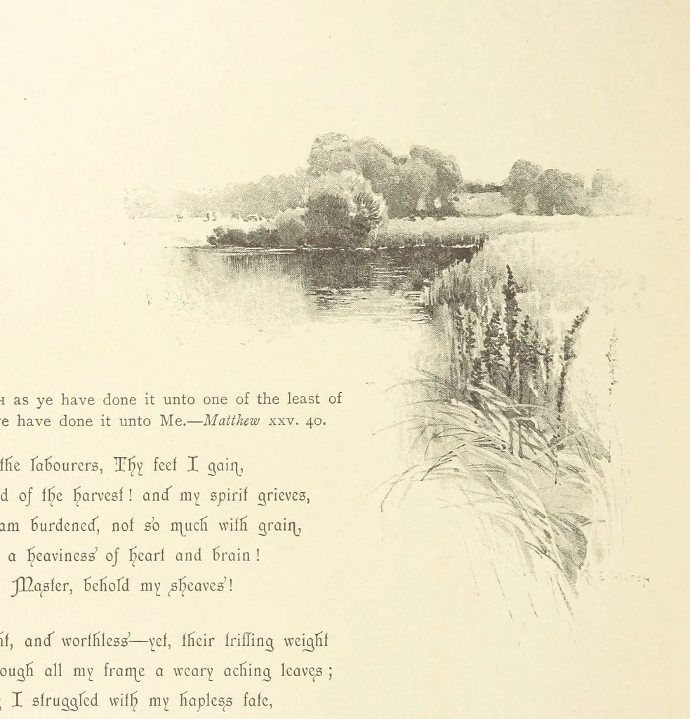 An illustration from The King's Highway, daily texts & hymns for a month. Illustrated by F. Hines, 1890, leaf 16