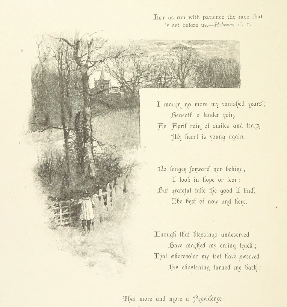 An illustration from The King's Highway, daily texts & hymns for a month. Illustrated by F. Hines, 1890, leaf 26