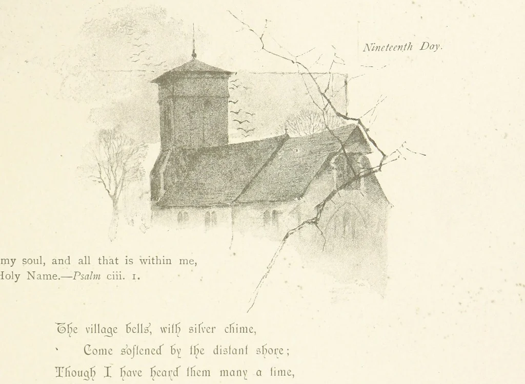 An illustration from The King's Highway, daily texts & hymns for a month. Illustrated by F. Hines, 1890, leaf 31
