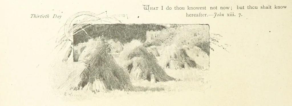 An illustration from The King's Highway, daily texts & hymns for a month. Illustrated by F. Hines, 1890, leaf 42