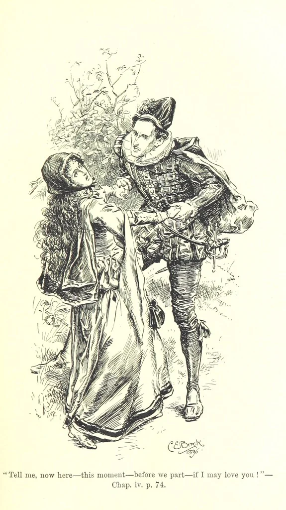 An illustration from Westward Ho! ... With illustrations by C. E. Brock, 1896, leaf 107