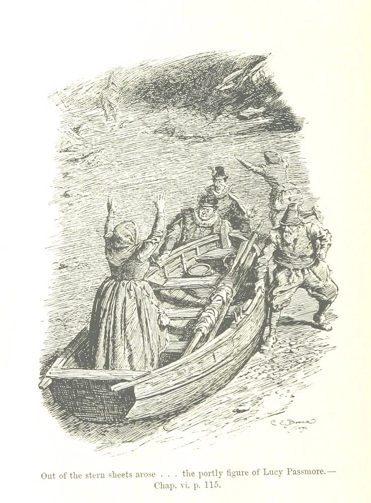 An illustration from Westward Ho! ... With illustrations by C. E. Brock, 1896, leaf 156