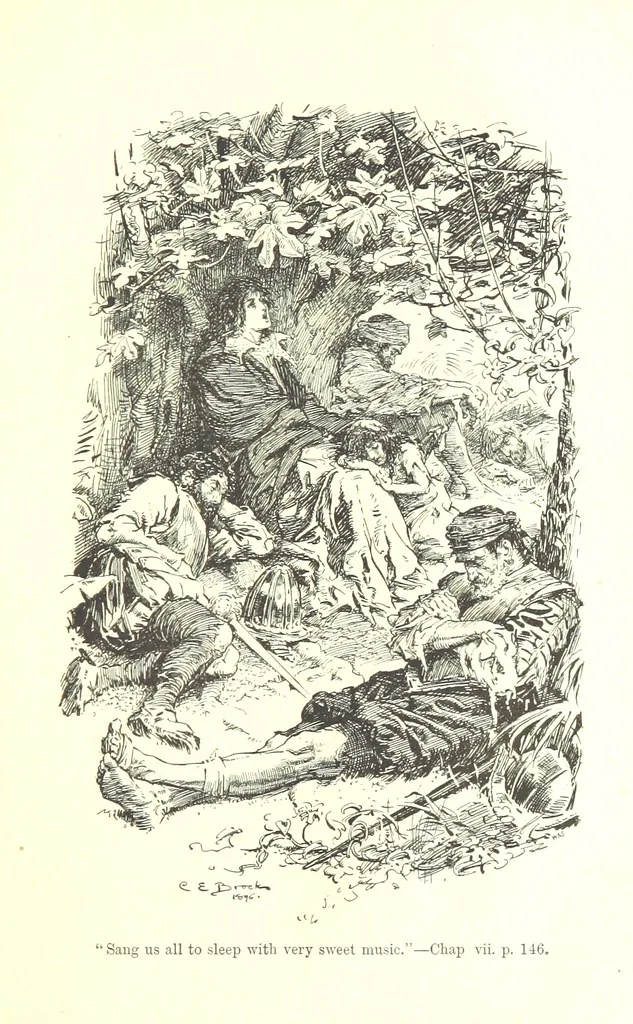 An illustration from Westward Ho! ... With illustrations by C. E. Brock, 1896, leaf 191
