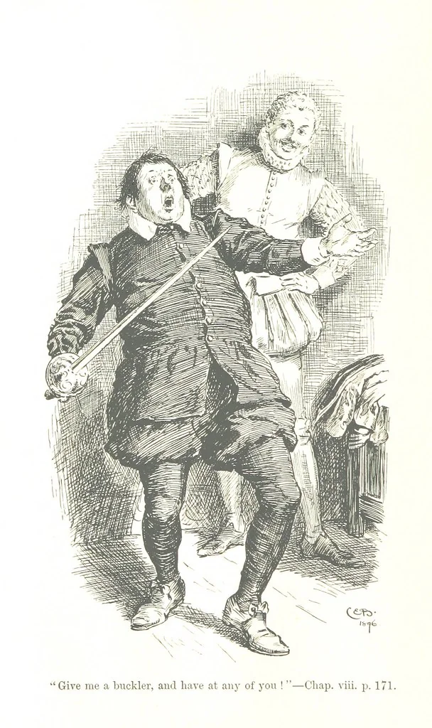 An illustration from Westward Ho! ... With illustrations by C. E. Brock, 1896, leaf 220