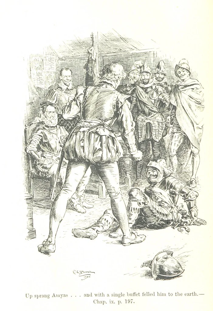 An illustration from Westward Ho! ... With illustrations by C. E. Brock, 1896, leaf 248