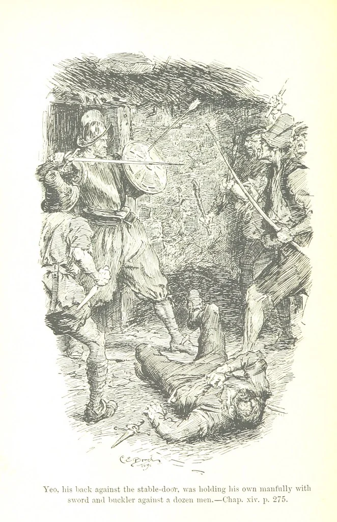 An illustration from Westward Ho! ... With illustrations by C. E. Brock, 1896, leaf 340