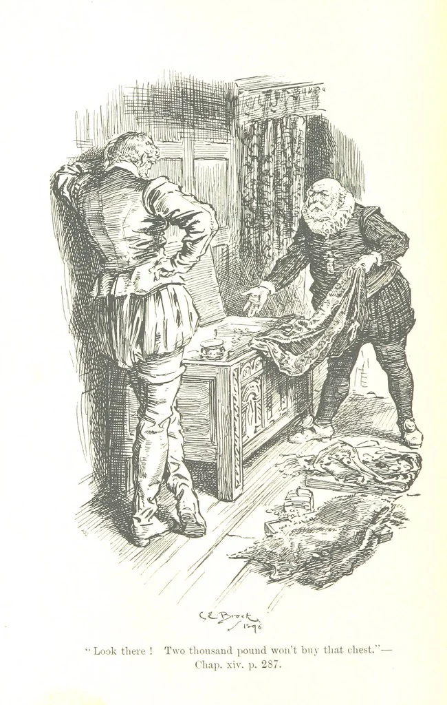 An illustration from Westward Ho! ... With illustrations by C. E. Brock, 1896, leaf 354