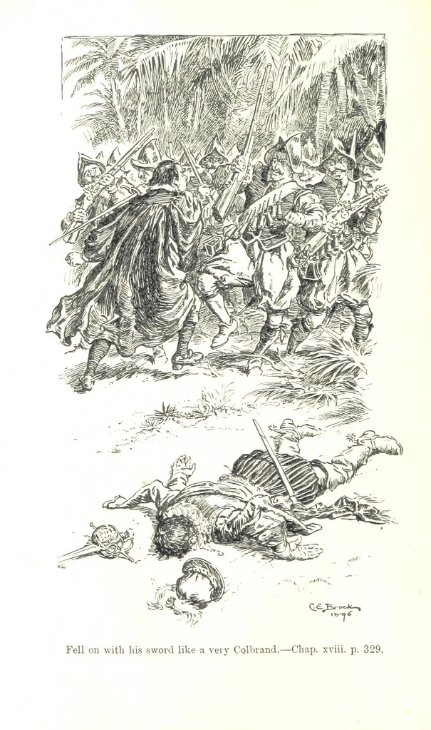 An illustration from Westward Ho! ... With illustrations by C. E. Brock, 1896, leaf 406