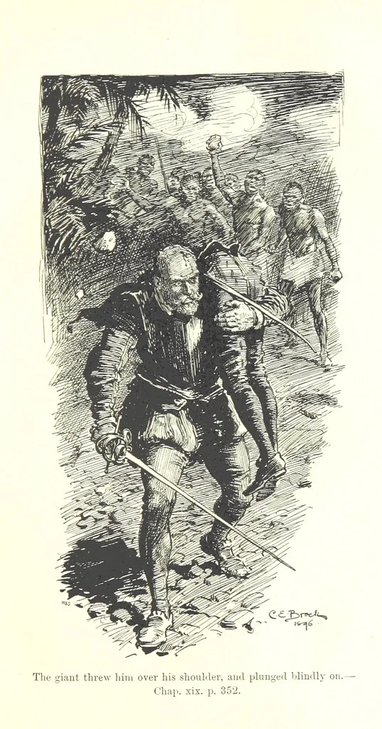 An illustration from Westward Ho! ... With illustrations by C. E. Brock, 1896, leaf 433