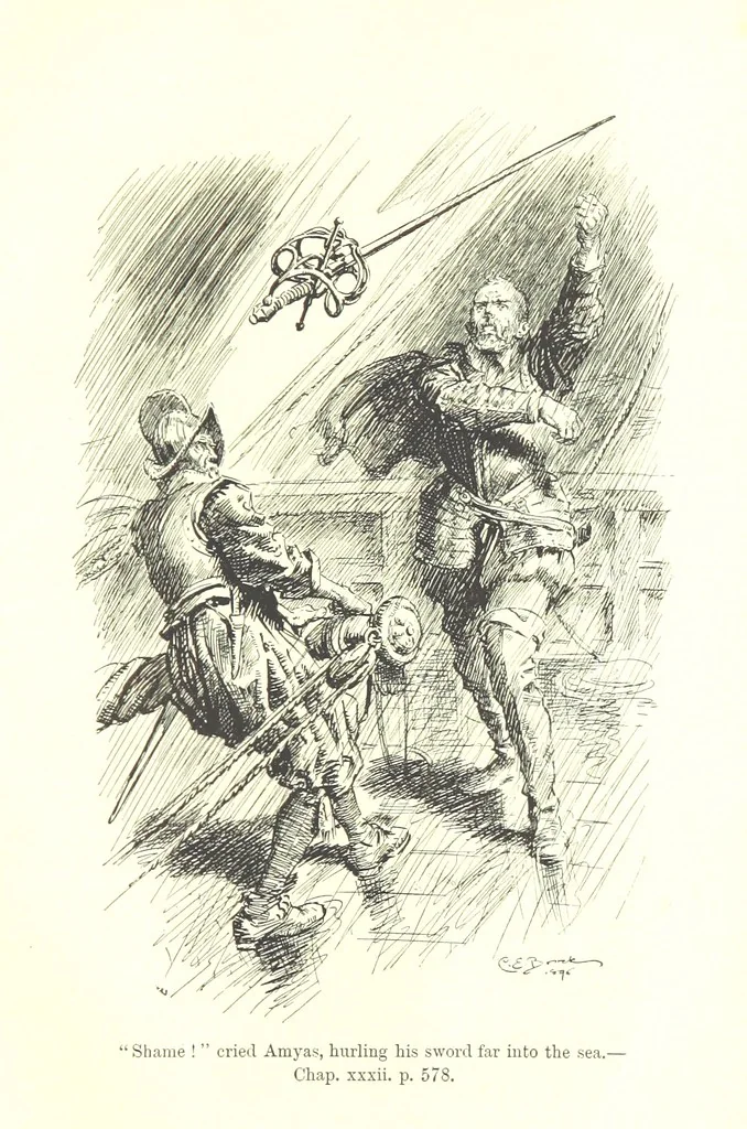 An illustration from Westward Ho! ... With illustrations by C. E. Brock, 1896, leaf 693
