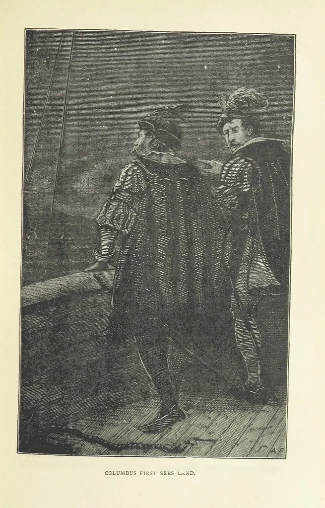 An illustration from Notable Voyagers from Columbus to Nordenskïold. By W. H. G. K. and H. Frith, 1885, leaf 43