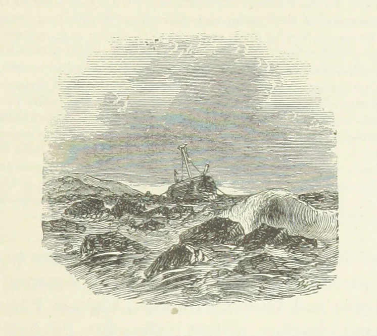 An illustration from Notable Voyagers from Columbus to Nordenskïold. By W. H. G. K. and H. Frith, 1885, leaf 553