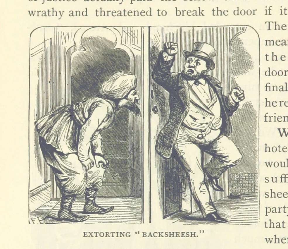 An illustration from Backsheesh! or, Life and Adventures in the Orient. With descriptive and humorous sketches. ... With ... illustrations, etc, 1875, leaf 158