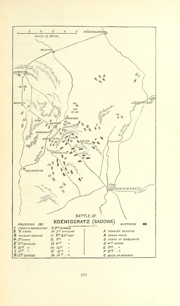An illustration from Decisive Battles since Waterloo; the most important military events from 1815 to 1887. ... Illustrated, 1887, leaf 345