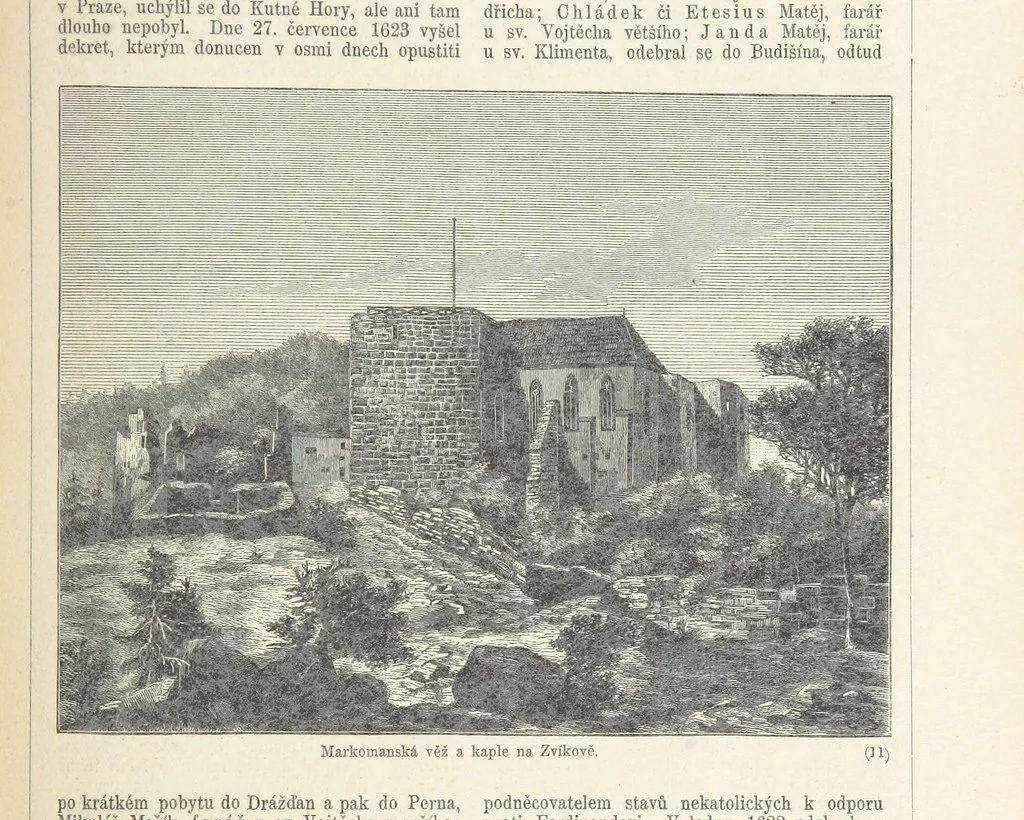 An illustration from Dějiny Cech a Moravy od roku 1620 do roku 1648. Col. 1372, 1891, leaf 105