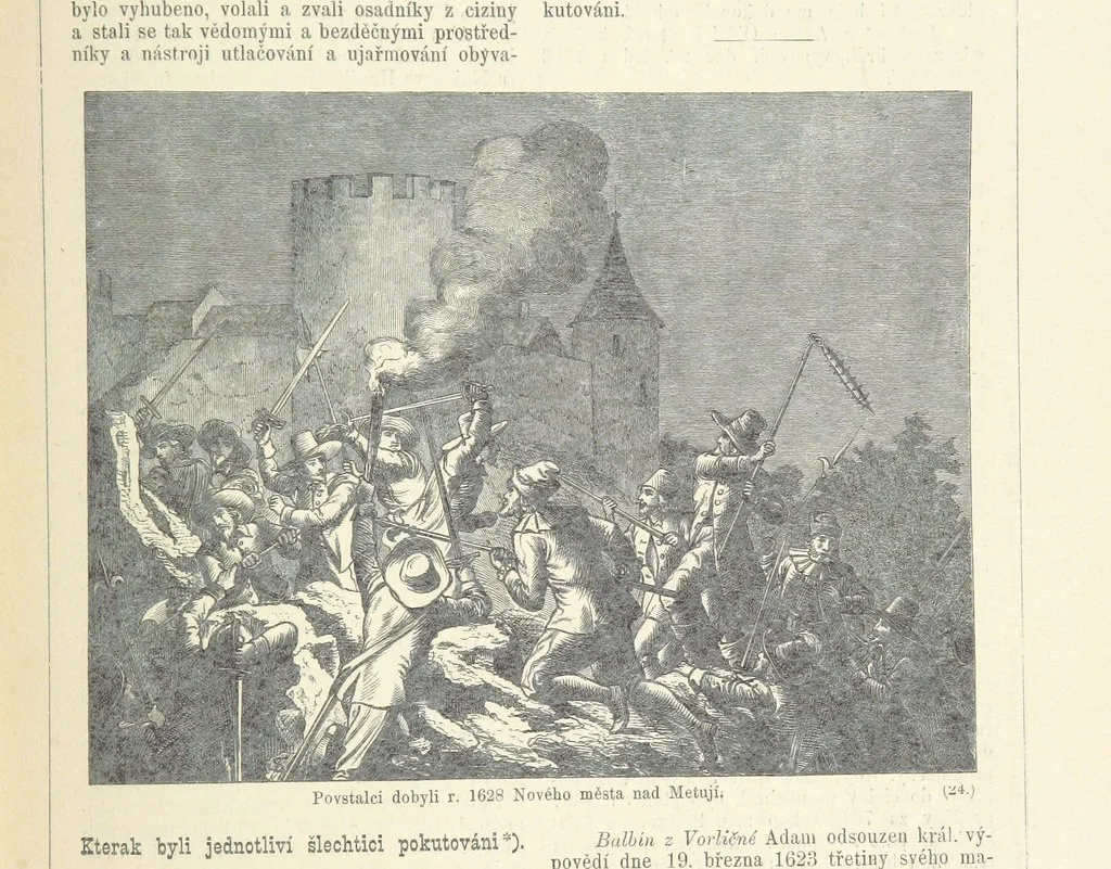 An illustration from Dějiny Cech a Moravy od roku 1620 do roku 1648. Col. 1372, 1891, leaf 217