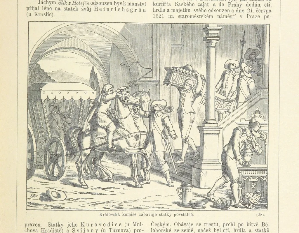 An illustration from Dějiny Cech a Moravy od roku 1620 do roku 1648. Col. 1372, 1891, leaf 249