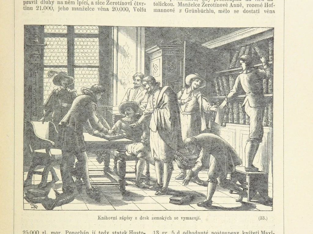 An illustration from Dějiny Cech a Moravy od roku 1620 do roku 1648. Col. 1372, 1891, leaf 289