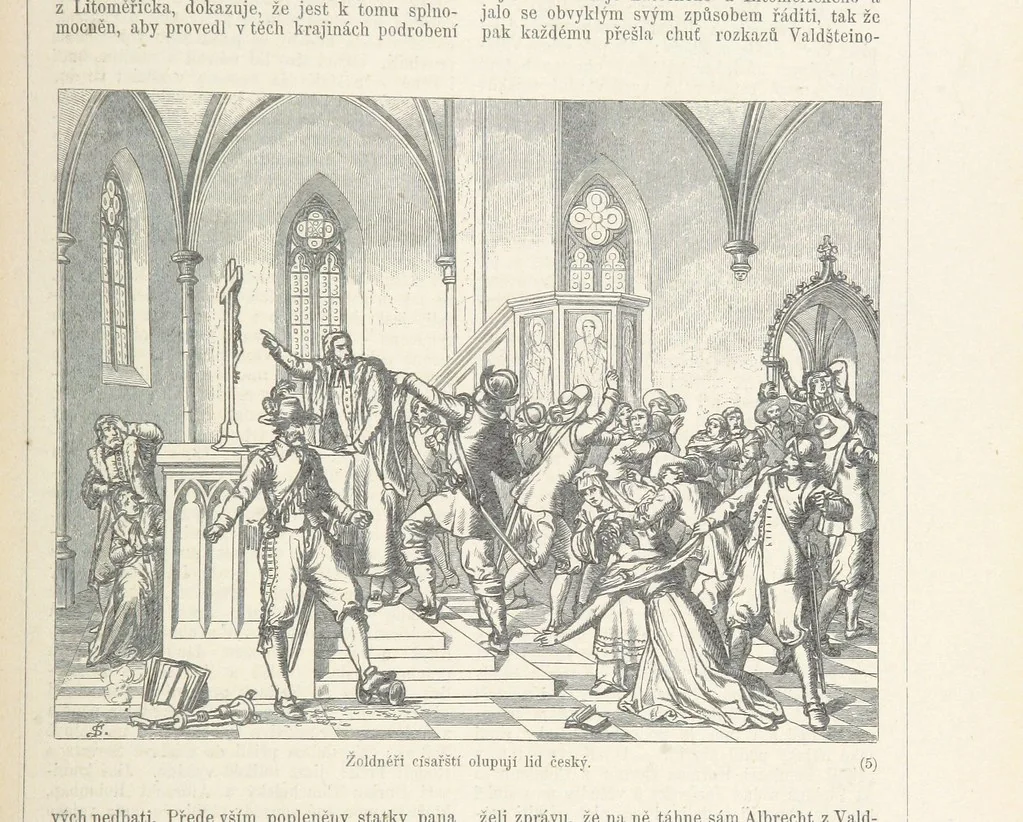 An illustration from Dějiny Cech a Moravy od roku 1620 do roku 1648. Col. 1372, 1891, leaf 57