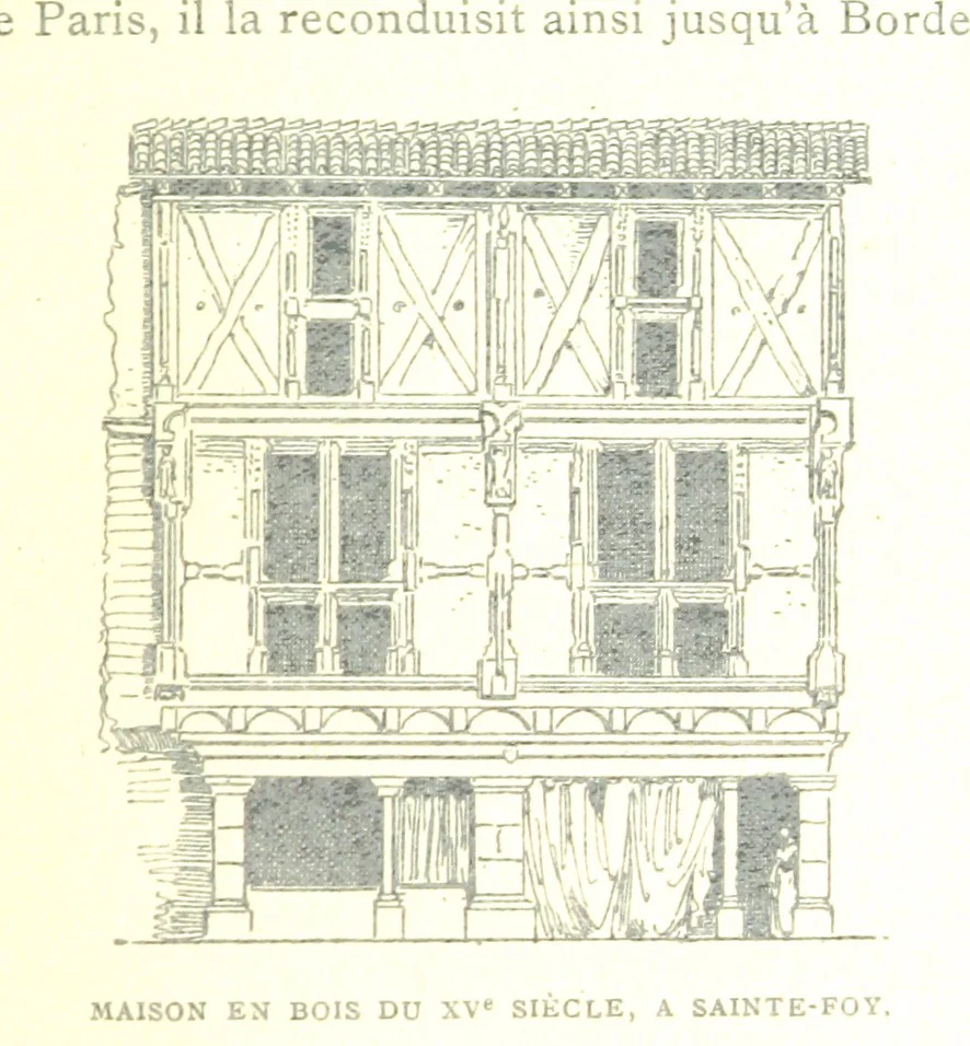 An illustration from Bergerac sous les Anglais. Essai historique sur le consulat et la communauté de Bergerac au moyen âge, 1893, leaf 107