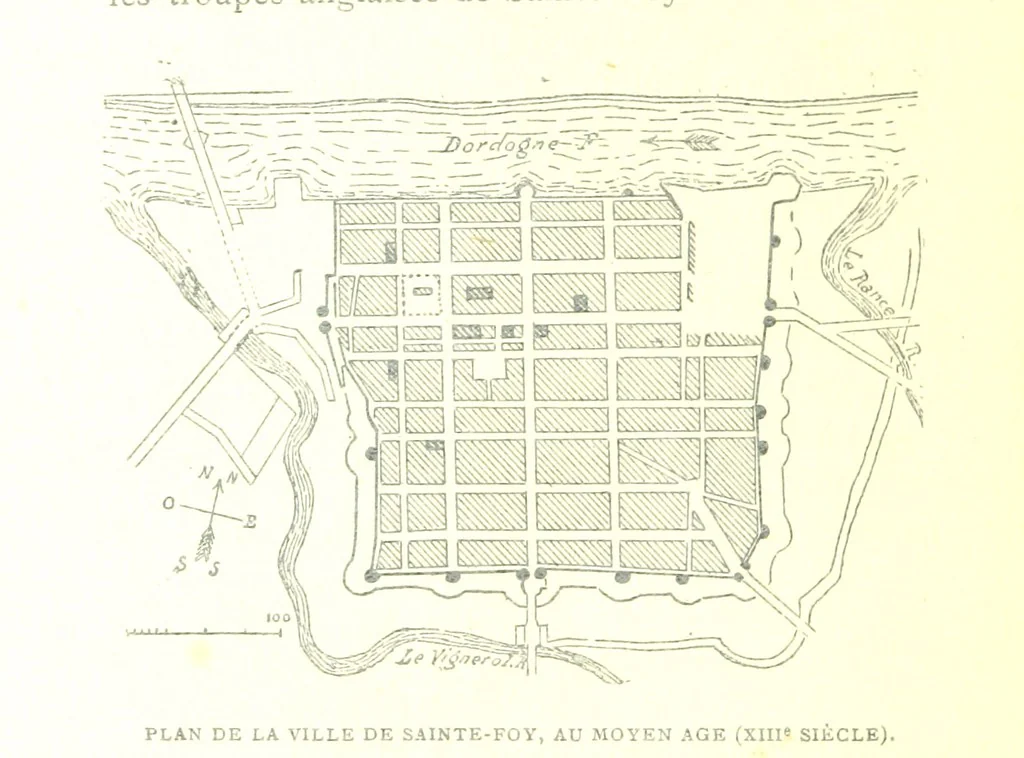 An illustration from Bergerac sous les Anglais. Essai historique sur le consulat et la communauté de Bergerac au moyen âge, 1893, leaf 156